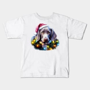 Lazy Weimaraner Dog at Christmas Kids T-Shirt